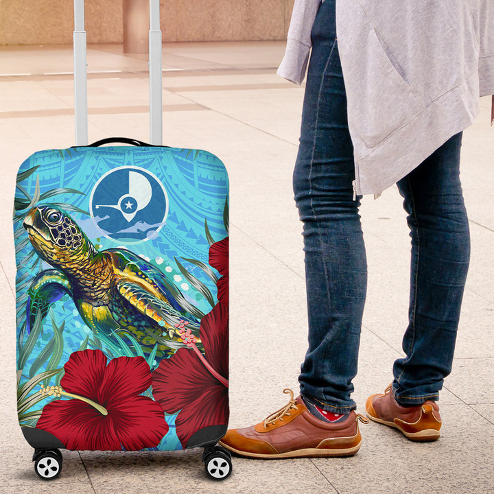 Alohawaii Luggage Covers - Yap Turtle Hibiscus Ocean Luggage Covers | Alohawaii
