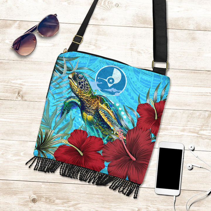 Alohawaii Crossbody Boho Handbag - Yap Turtle Hibiscus Ocean Crossbody Boho Handbag | Alohawaii
