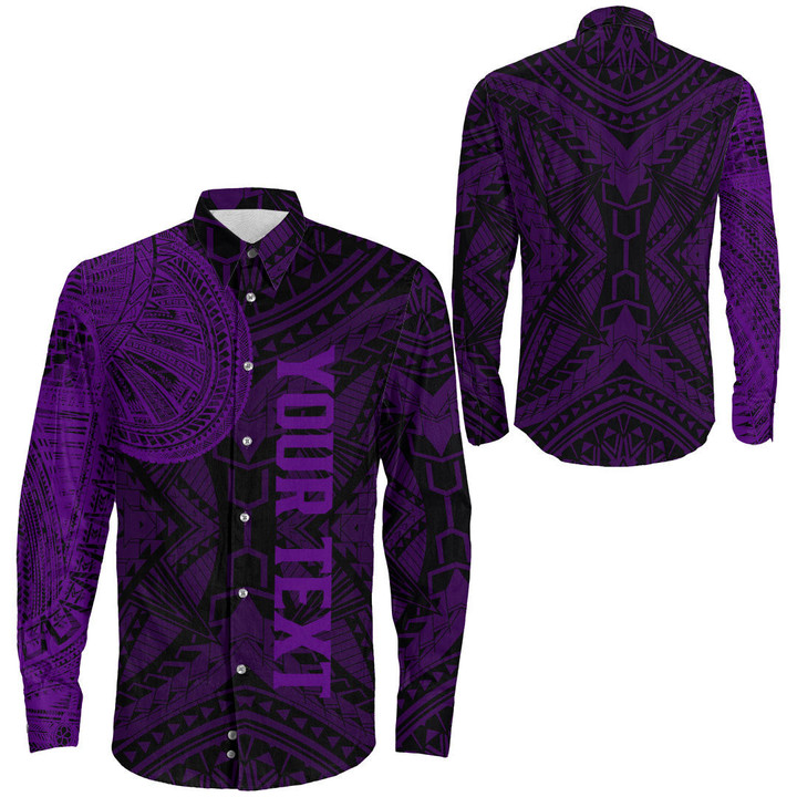 Alohawaii Clothing - (Custom) Polynesian Tattoo Style - Purple Version Long Sleeve Button Shirt A7 | Alohawaii