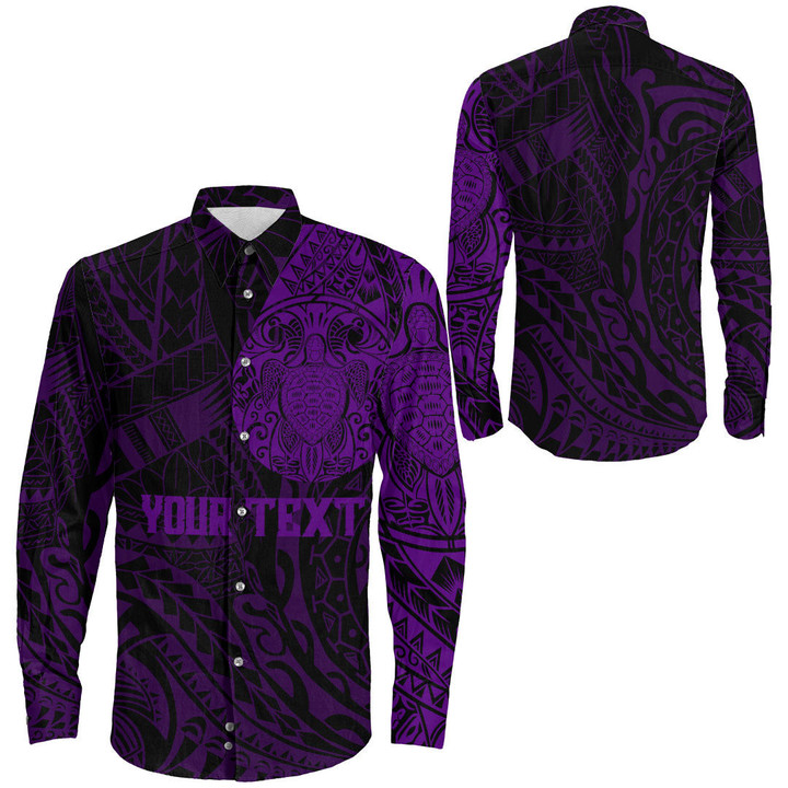 Alohawaii Clothing - (Custom) Polynesian Tattoo Style - Purple Version Long Sleeve Button Shirt A7 | Alohawaii