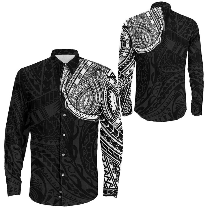 Alohawaii Clothing - Polynesian Tattoo Style Long Sleeve Button Shirt A7 | Alohawaii