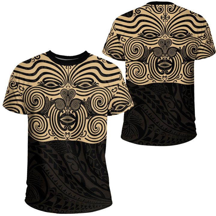Alohawaii Clothing - Polynesian Tattoo Style Maori Traditional Mask - Gold Version T-Shirt A7 | Alohawaii