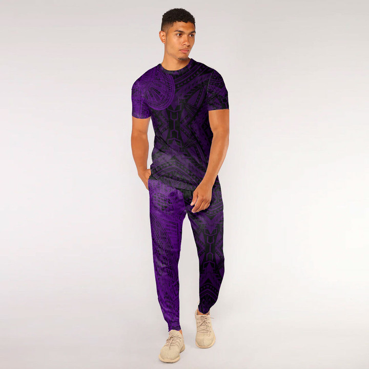 Alohawaii Clothing - Polynesian Tattoo Style - Purple Version T-Shirt and Jogger Pants A7 | Alohawaii