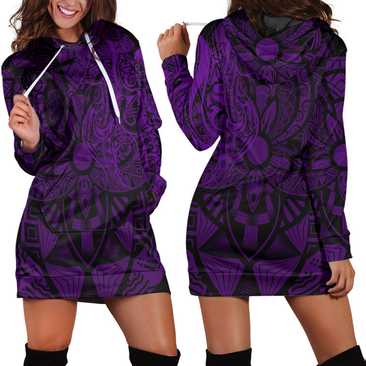 Alohawaii Clothing - Polynesian Tattoo Style Horse - Purple Version Hoodie Dress A7 | Alohawaii