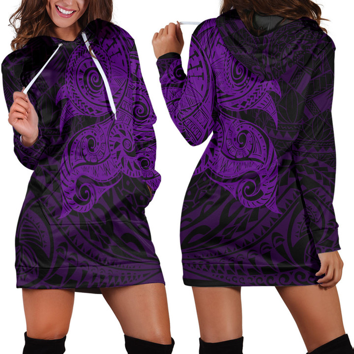 Alohawaii Clothing - Polynesian Tattoo Style Tatau - Purple Version Hoodie Dress A7 | Alohawaii