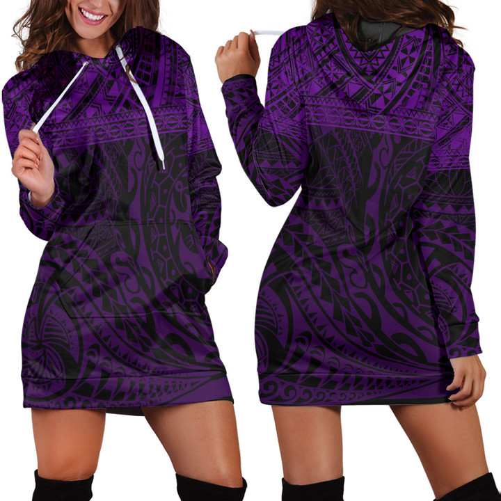 Alohawaii Clothing - Polynesian Tattoo Style - Purple Version Hoodie Dress A7 | Alohawaii