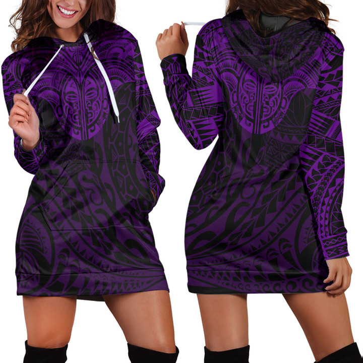 Alohawaii Clothing - Polynesian Tattoo Style Tattoo - Purple Version Hoodie Dress A7 | Alohawaii