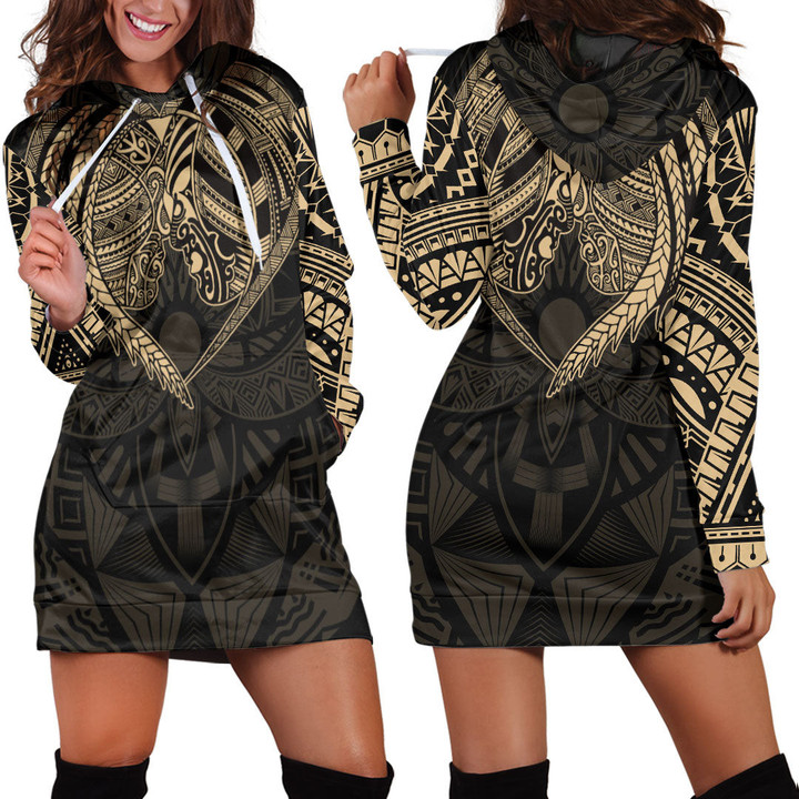 Alohawaii Clothing - Polynesian Tattoo Style - Gold Version Hoodie Dress A7 | Alohawaii