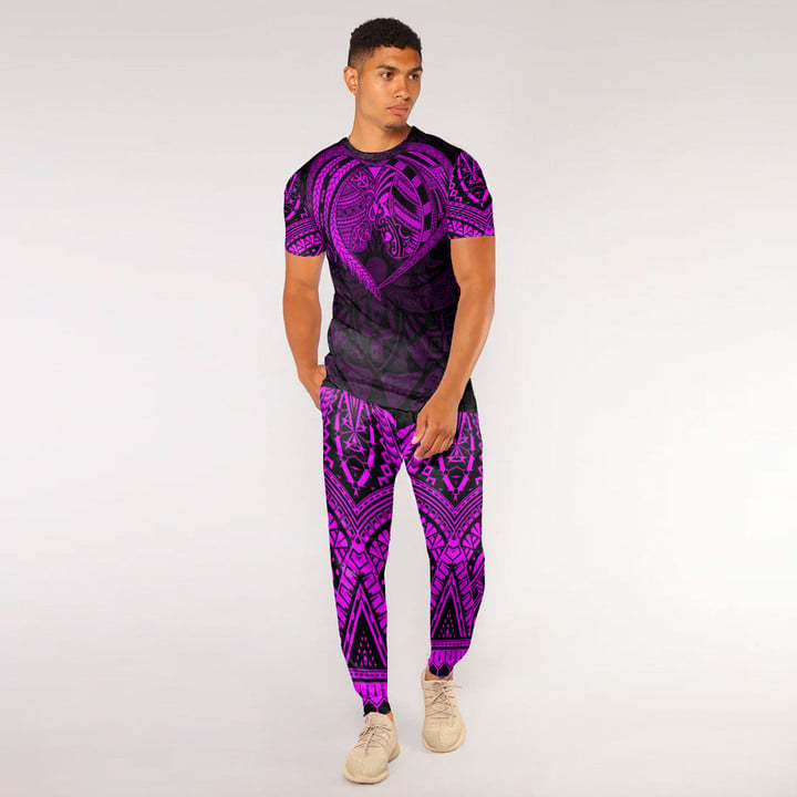 Alohawaii Clothing - Polynesian Tattoo Style - Pink Version T-Shirt and Jogger Pants A7 | Alohawaii