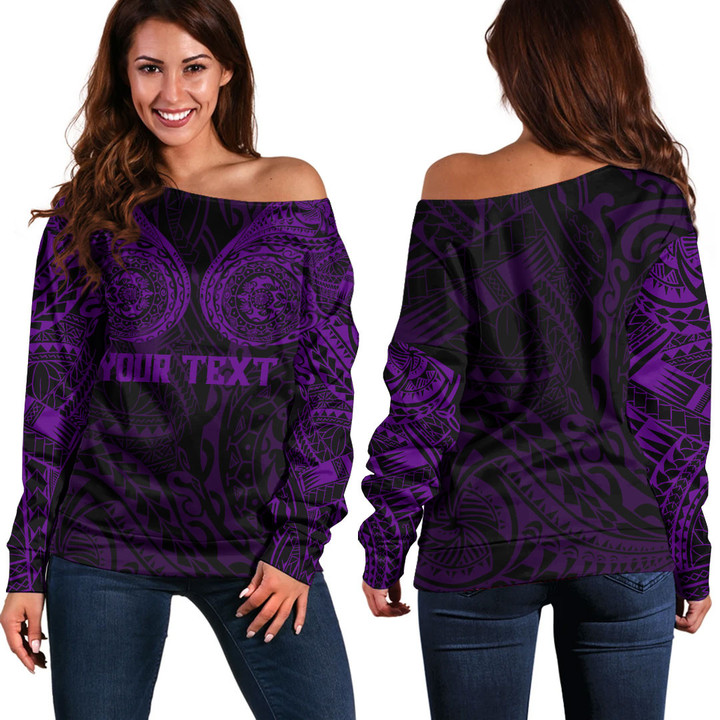 Alohawaii Clothing - (Custom) Polynesian Tattoo Style - Purple Version Off Shoulder Sweater A7 | Alohawaii