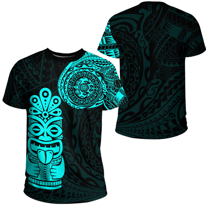 Alohawaii Clothing - Polynesian Tattoo Style Tiki - Cyan Version T-Shirt A7 | Alohawaii