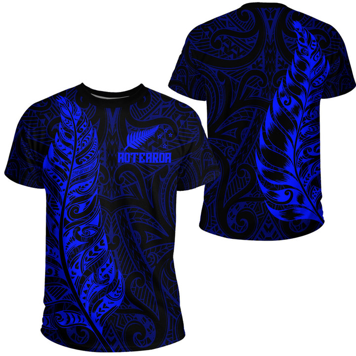 Alohawaii Clothing - New Zealand Aotearoa Maori Silver Fern - Blue Version T-Shirt A7 | Alohawaii