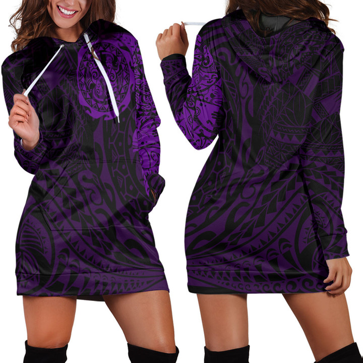 Alohawaii Clothing - Polynesian Tattoo Style Tatau - Purple Version Hoodie Dress A7 | Alohawaii