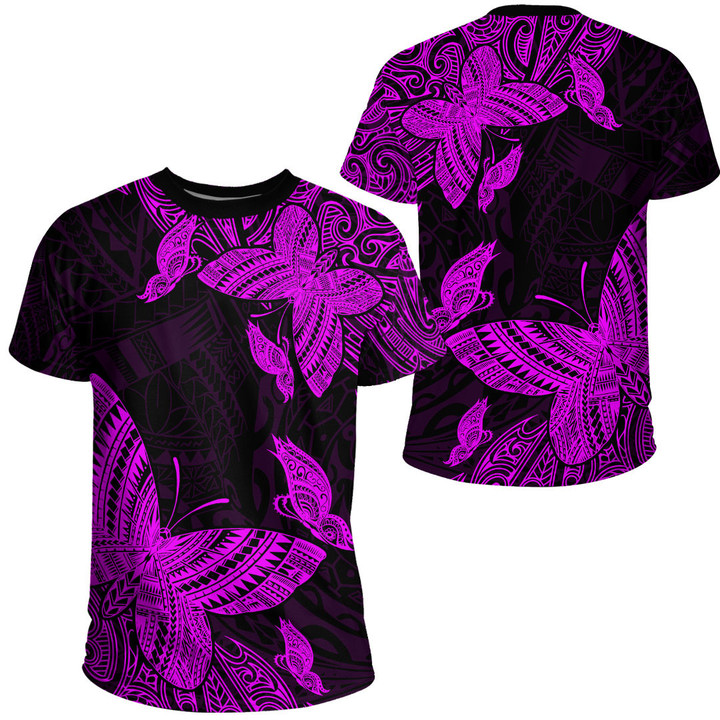 Alohawaii Clothing - Polynesian Tattoo Style Butterfly Special Version - Pink Version T-Shirt A7 | Alohawaii