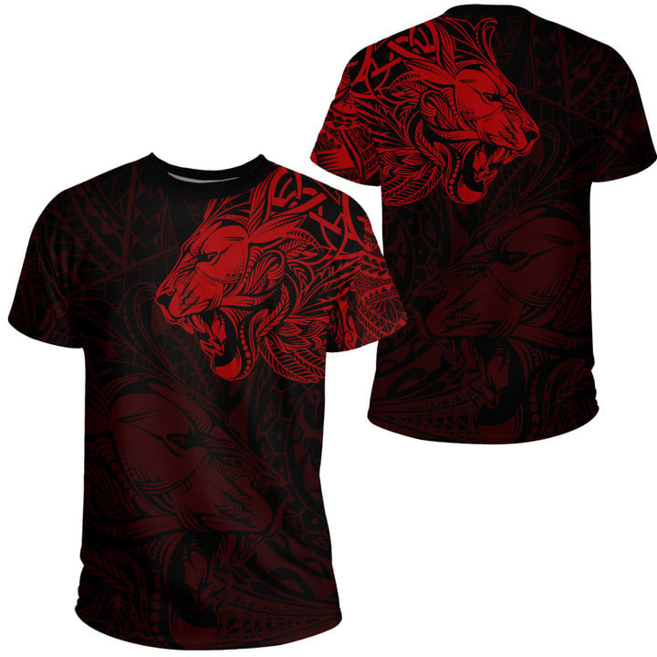 Alohawaii Clothing - Polynesian Tattoo Style Tribal Lion - Red Version T-Shirt A7 | Alohawaii