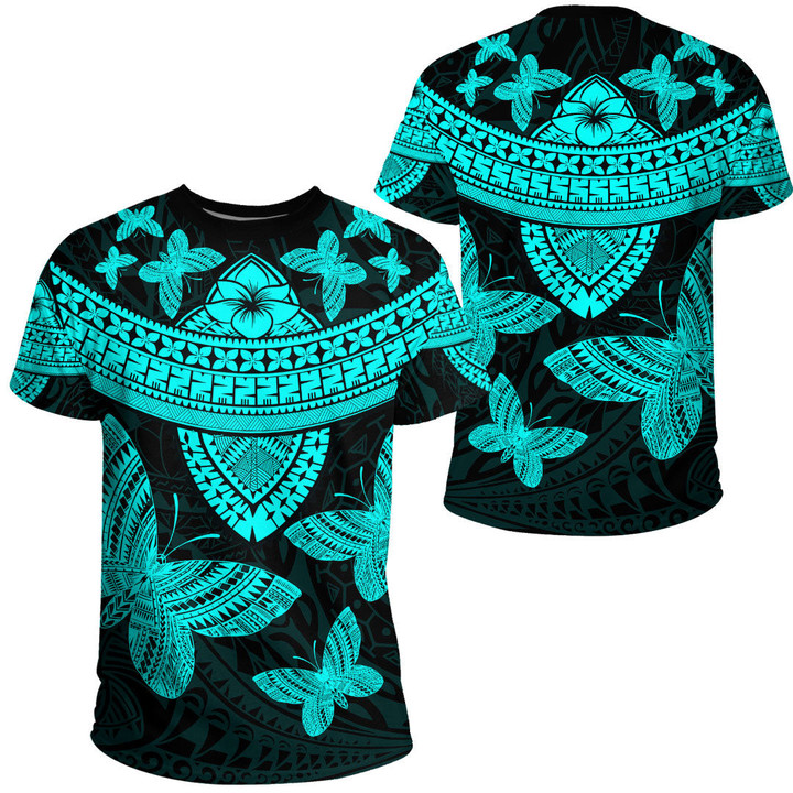 Alohawaii Clothing - Polynesian Tattoo Style Butterfly - Cyan Version T-Shirt A7 | Alohawaii
