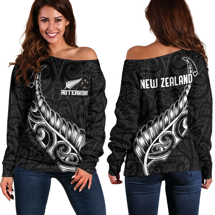 Alohawaii Clothing - New Zealand Aotearoa Maori Fern Off Shoulder Sweater A7 | Alohawaii