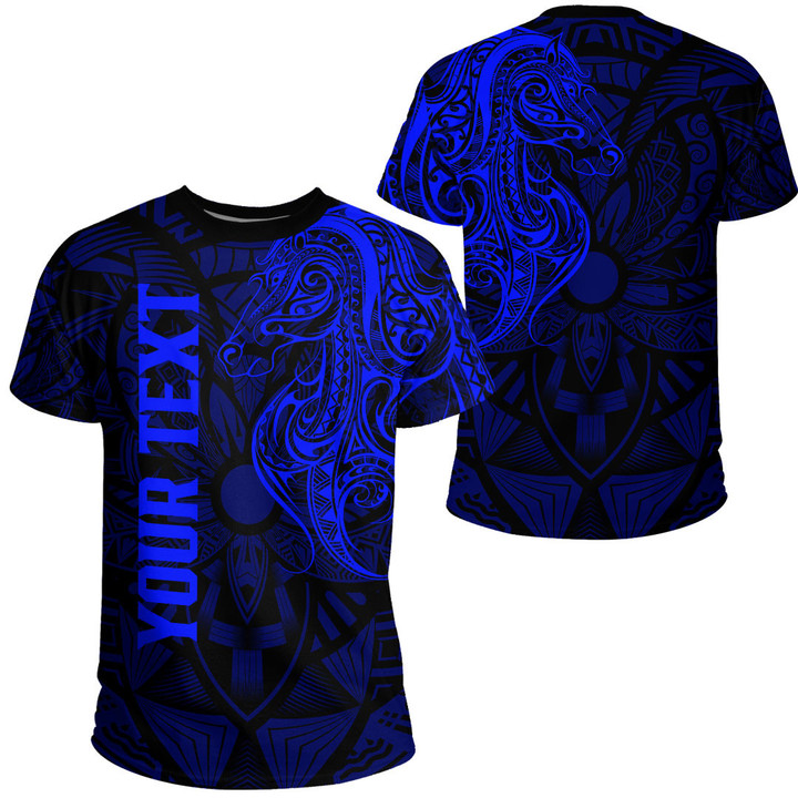 Alohawaii Clothing - (Custom) Polynesian Tattoo Style Horse - Blue Version T-Shirt A7 | Alohawaii