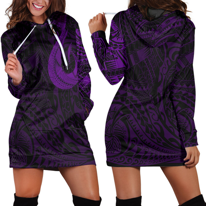 Alohawaii Clothing - Polynesian Tattoo Style Hook - Purple Version Hoodie Dress A7 | Alohawaii