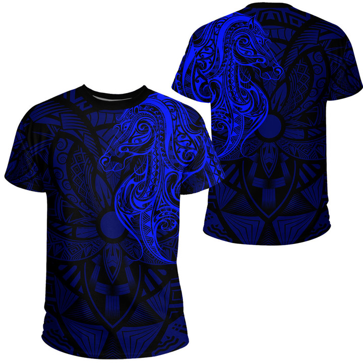 Alohawaii Clothing - Polynesian Tattoo Style Horse - Blue Version T-Shirt A7 | Alohawaii