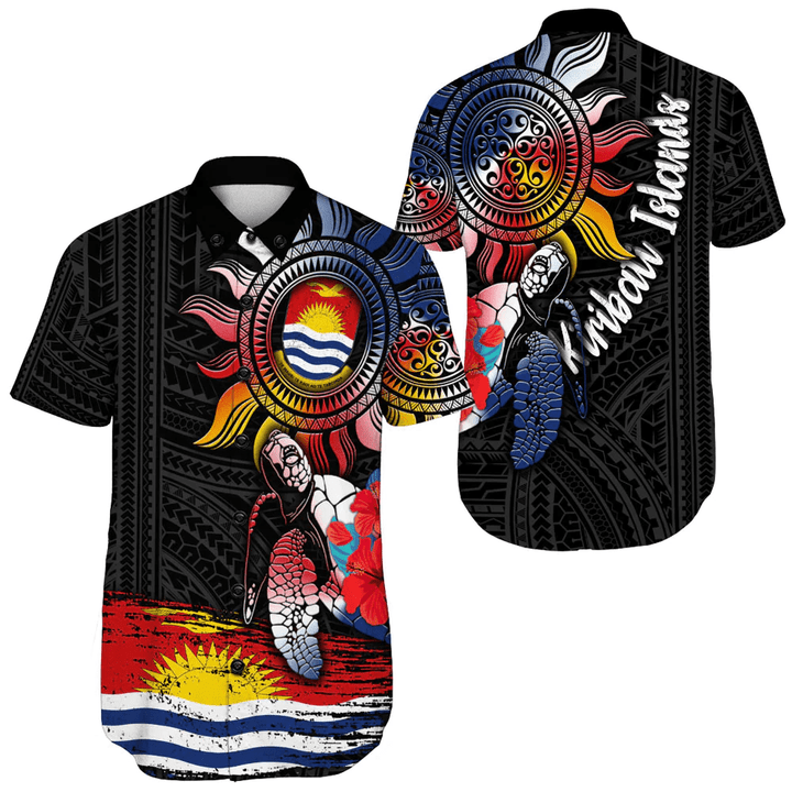 Kiribati Polynesian Sun and Turtle Tattoo Short Sleeve Shirt A35 | Alohawaii