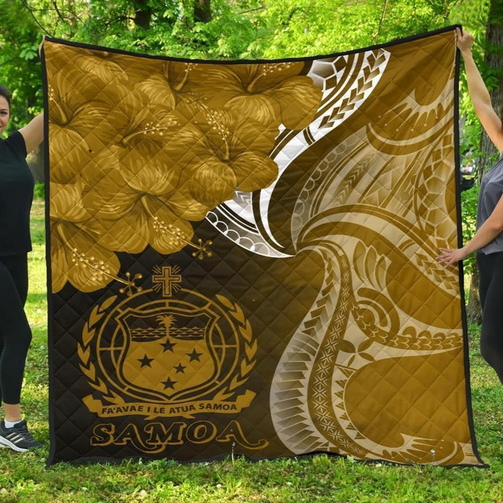 Alohawaii Home Set - Premium Quilt Samoa - Samoa Seal Wave Style (Gold) - BN18