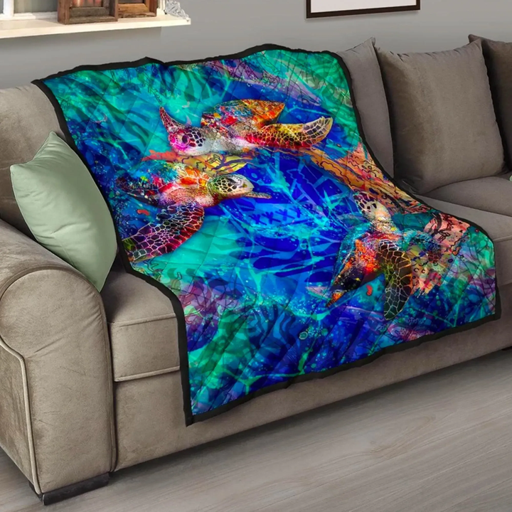 Alohawaii Home Set - Premium Quilt Tahiti Polynesian - Coral Treasure - BN15