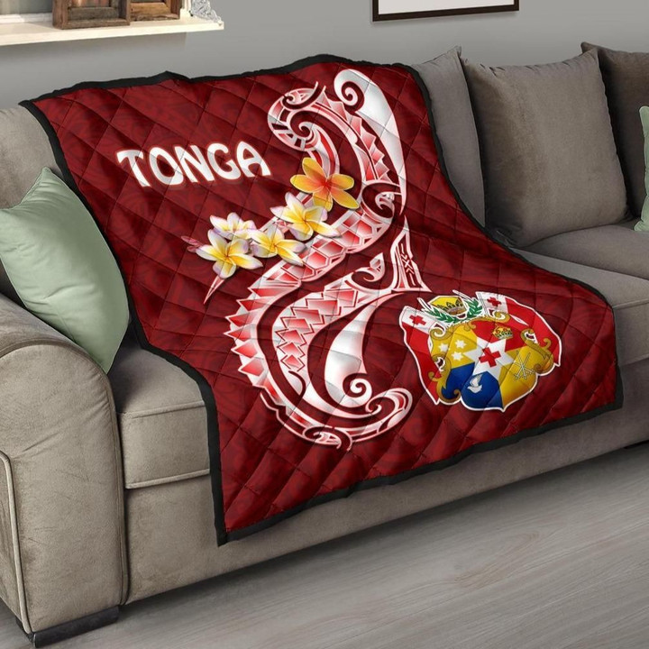 Alohawaii Home Set - Premium Quilt Tonga - Tonga Coat Of Arms With Polynesian Patterns - BN25
