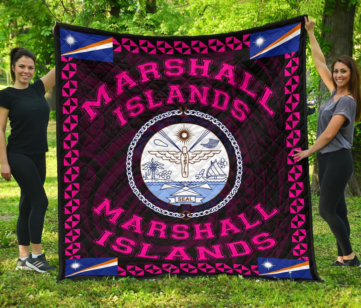Alohawaii Home Set - Premium Quilt Marshall Islands Polynesian Pink - Love Style - J11