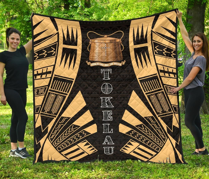 Alohawaii Home Set - Premium Quilt Tokelau - Polynesian Tattoo Gold - BN0110