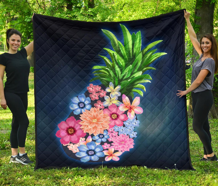 Alohawaii Quilt - Pineapple Hibiscus Pattern Premium Quilt - AH J9