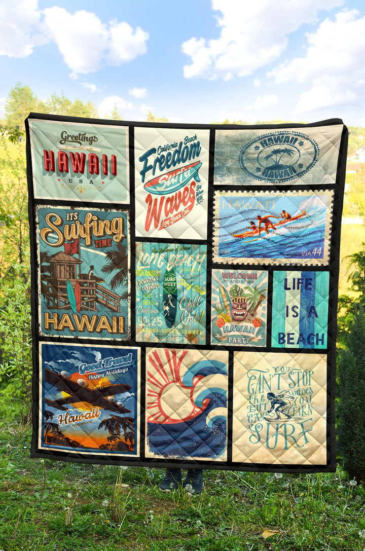 Alohawaii Quilt - Hawaii Culture Vintage Premium Quilt Blue - AH J2