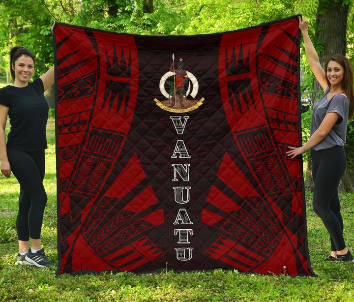 Alohawaii Home Set - Premium Quilt Vanuatu - Polynesian Tattoo Red - BN0110