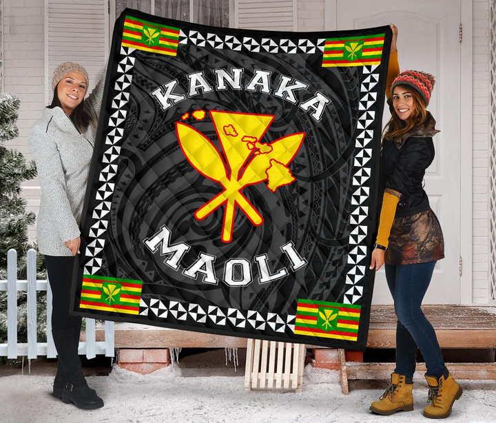 Alohawaii Quilt - Kanaka Maoli Flag Polynesian Premium Quilt White - Love Style - AH - J1