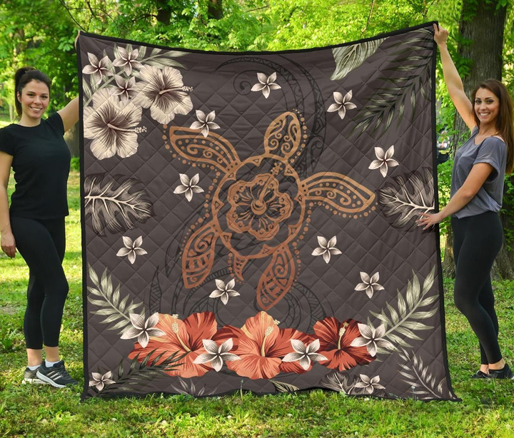 Alohawaii Home Set - Premium Quilt Hawaii Turtle Polynesian Hibiscus Kanaka Style Tropical AH J2