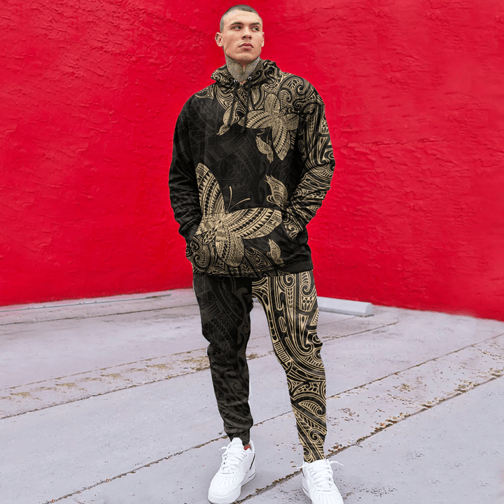 Alohawaii Clothing - (Custom) Polynesian Tattoo Style Butterfly Special Version - Gold Version Hoodie and Joggers Pant A7 | Alohawaii