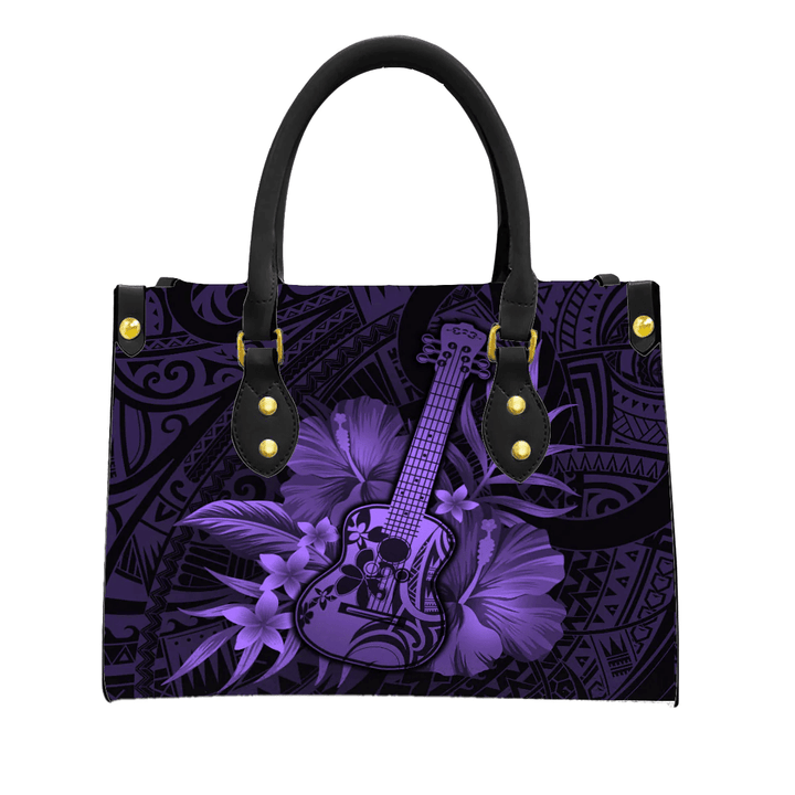 Alohawaii Square Tote Bag - Hawaii Ukulele Flower Flag Purple A31