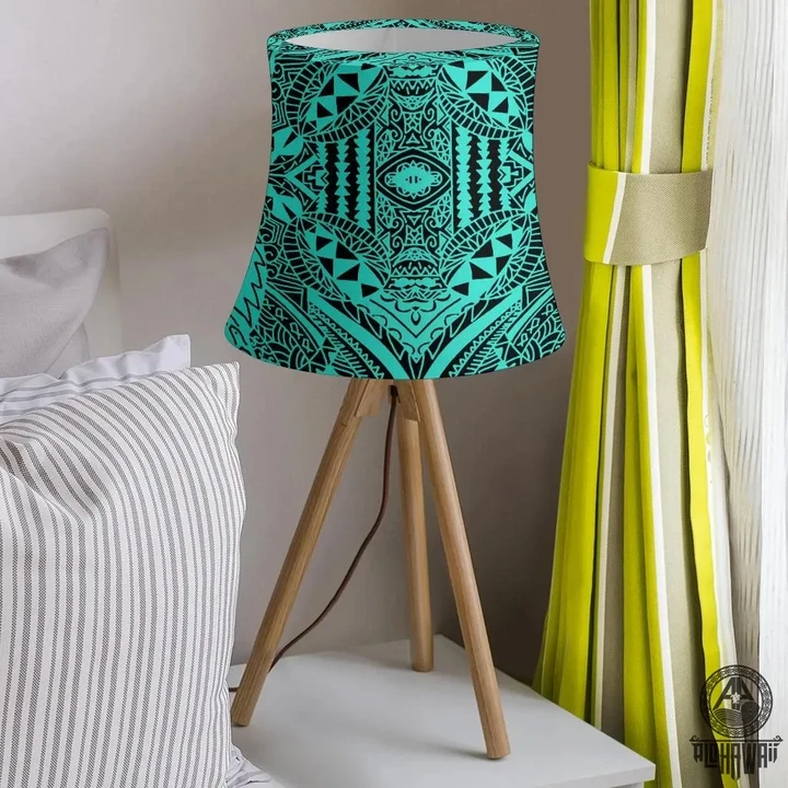 Alohawaii Accesory - Polynesian Symmetry Turquoise Drum Lamp Shade