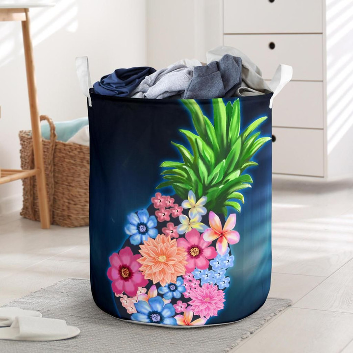 Alohawaii Accesory - Pineapple Hibiscus Pattern Laundry Basket