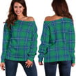 Tartan Womens Off Shoulder Sweater - Irvine Ancient