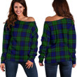 Tartan Womens Off Shoulder Sweater - Campbell Modern