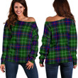 Tartan Womens Off Shoulder Sweater - Leslie Hunting