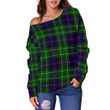 Tartan Womens Off Shoulder Sweater - Leslie Hunting - BN