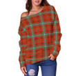 Tartan Womens Off Shoulder Sweater - Morrison Red Ancient - BN
