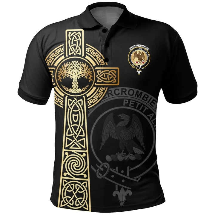 Abercrombie Polo Shirt Celtic Tree Of Life Clan Unisex Black A91