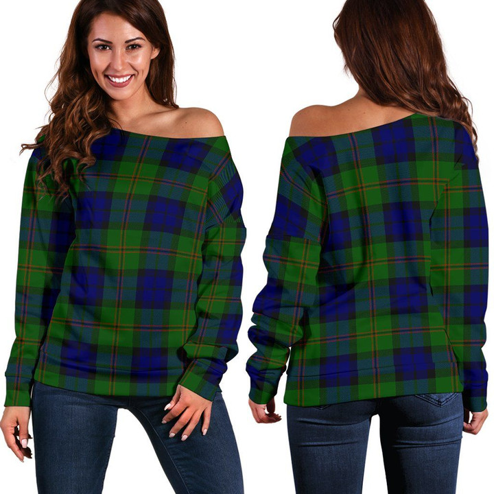 Tartan Womens Off Shoulder Sweater - Dundas Modern
