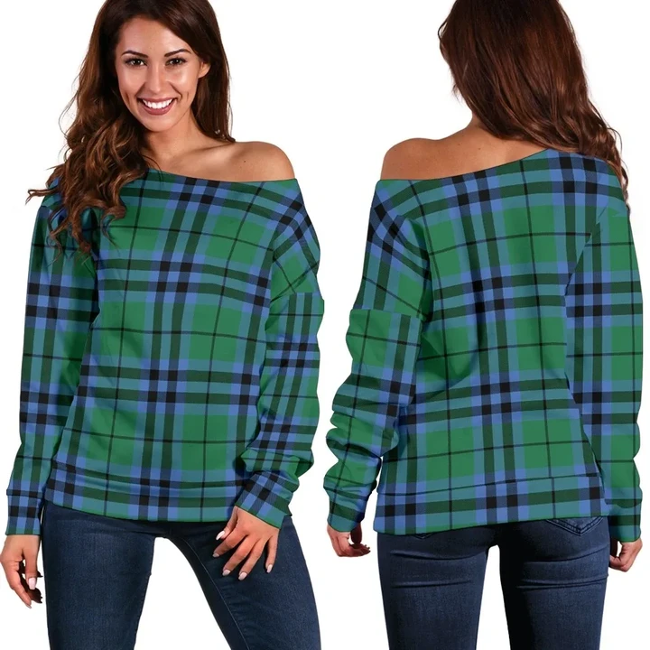 Tartan Womens Off Shoulder Sweater - Keith Ancient