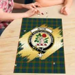 Aiton Clan Crest Tartan Jigsaw Puzzle Gold K32