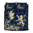 Arbuthnot Modern Tartan Scotland Lion Thistle Map Quilt Bed Set Hj4
