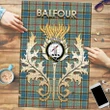 Balfour Blue Clan Name Crest Tartan Thistle Scotland Jigsaw Puzzle K32